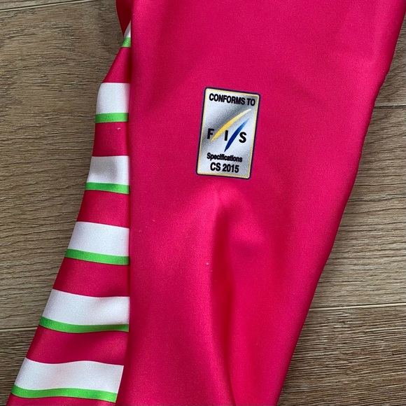 Spyder Performance GS Ladies Large Ski Race Suit in Taffy Pink Bryte Green color - Picture 8 of 16